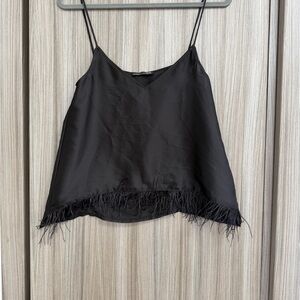 Zara Elegant Black Fringe Cami Top